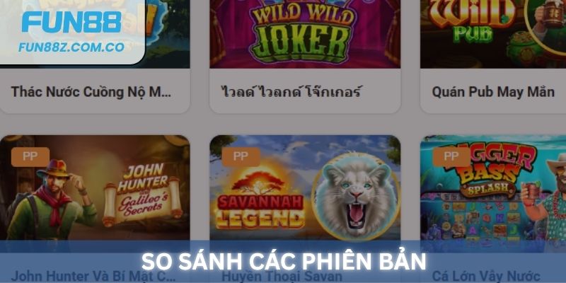 So sánh các phiên bản Slots Game phổ biến